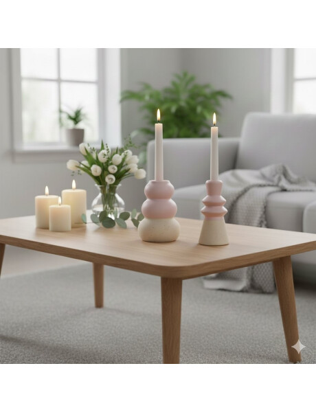 CANDELABRO ANILLOS 6x6x8.5CM CERAMICA ROSA CANDELABRO ANILLOS 6x6x8.5CM CERAMICA ROSA