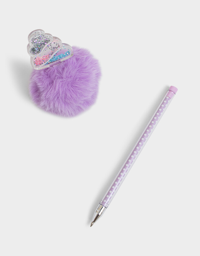 Lapices y Lapiceras Pompon Silicona Lapicera Con Corona - Violeta Lila