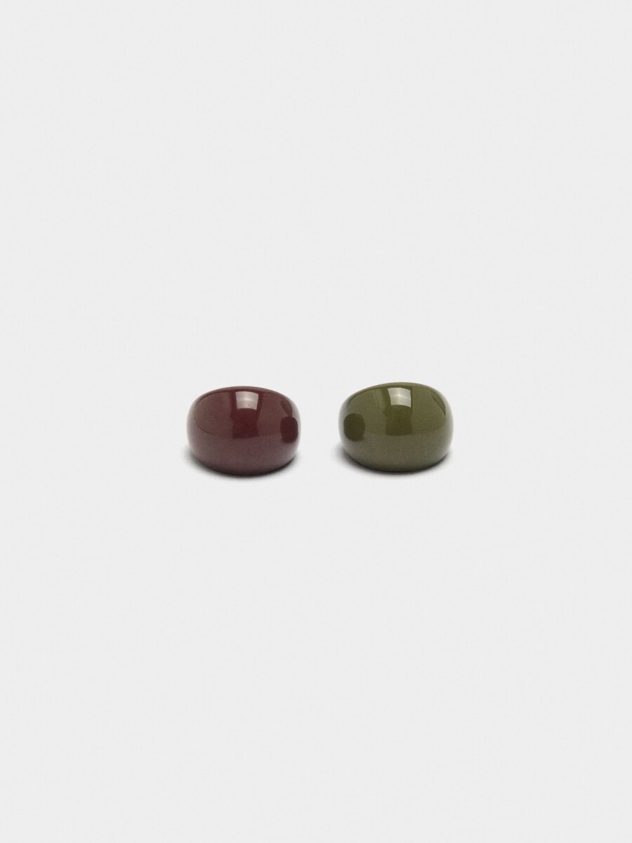 Set De Anillos Redondeados En Resina multicolor