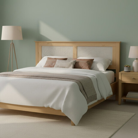 RESPALDO CABECERA 2 PLAZAS EN MADERA MACIZA CON RATAN NATURAL RESPALDO CABECERA 2 PLAZAS EN MADERA MACIZA CON RATAN NATURAL