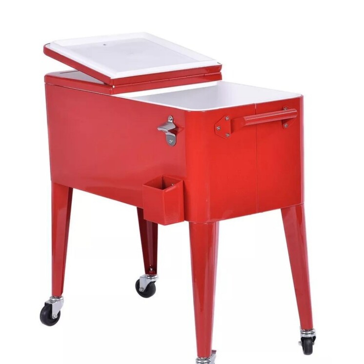 Conservadora Bar con ruedas 76L Rojo