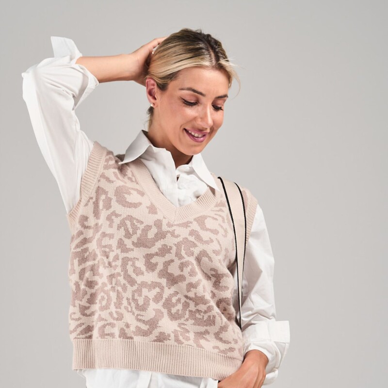 Chaleco Animal Print Slowly Beige Off