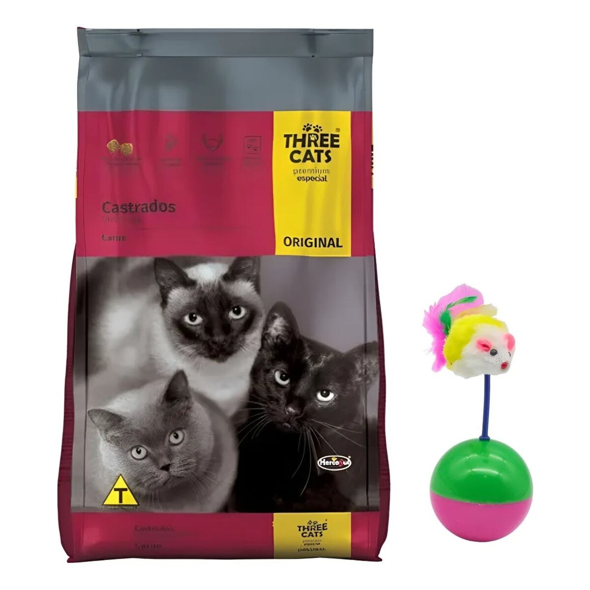 THREE CATS CASTRADOS - 10,1 KILOS + RATÓN EQUILIBRISTA DE REGALO 