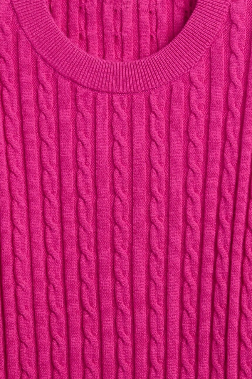 Buzo Cashsoft Cable Mujer Bright Fuchsia