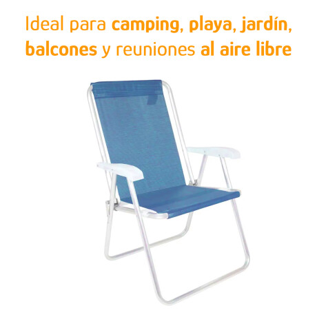 Kit 2 Reposeras Altas Plegables Aluminio Conforto Total Mor Azul