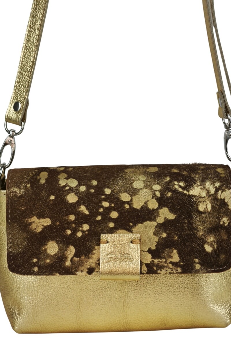 Morral con solapa combinado chico Dorado