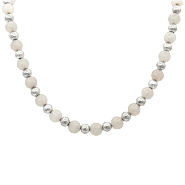 Conjunto cuentas de jade blanco - Plata 925 - Piedra Jade blanco - CJ3091 Conpiedra