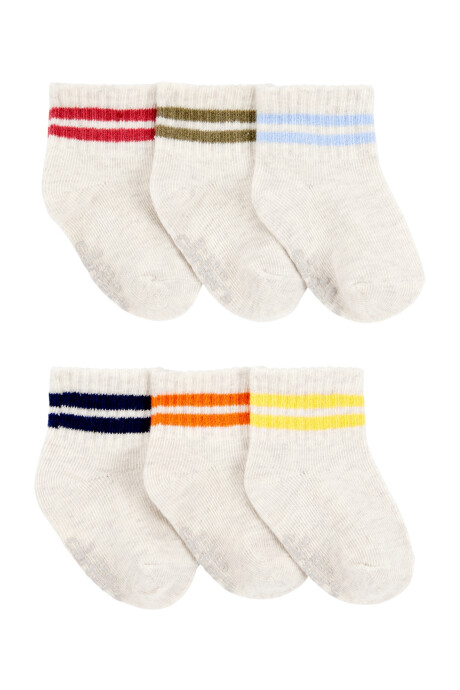 Pack seis pares de medias tobilleras de algodón, dos rayas Pack seis pares de medias tobilleras de algodón, dos rayas