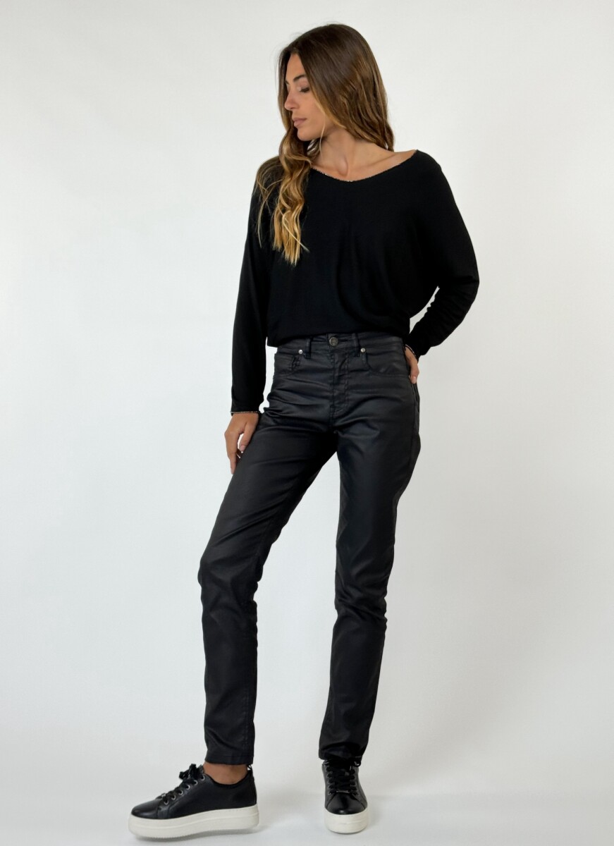 PANTALON ENGOMADO LUNA - NEGRO 