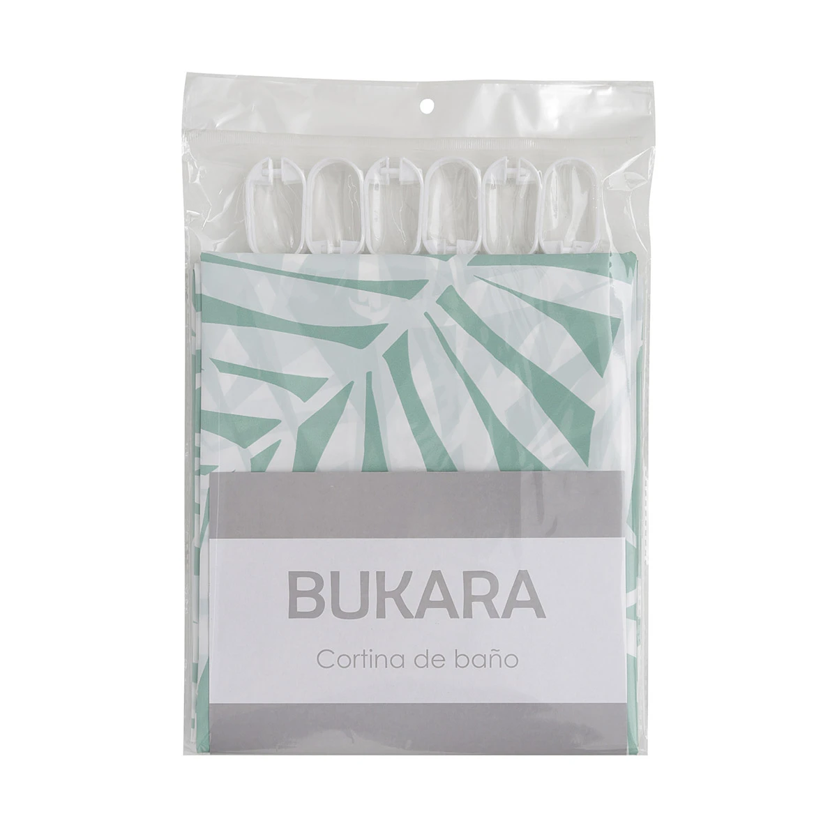 Cortina Baño Bukara con Argollas 180 x 180 cm - 275 HOJAS MENTA 