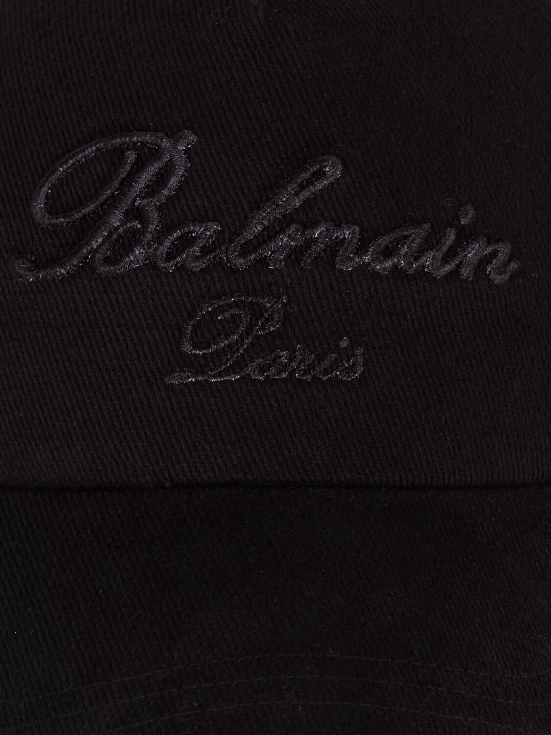 Balmain - Gorro con visera de algodón con bordado Balmain signature Negro