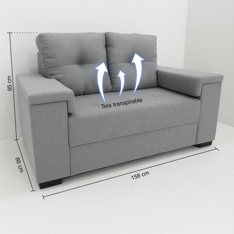 Sofá Sillón Amsterdam 2 Cuerpos Cobertura en Lino - Gris Sofá Sillón Amsterdam 2 Cuerpos Cobertura en Lino - Gris