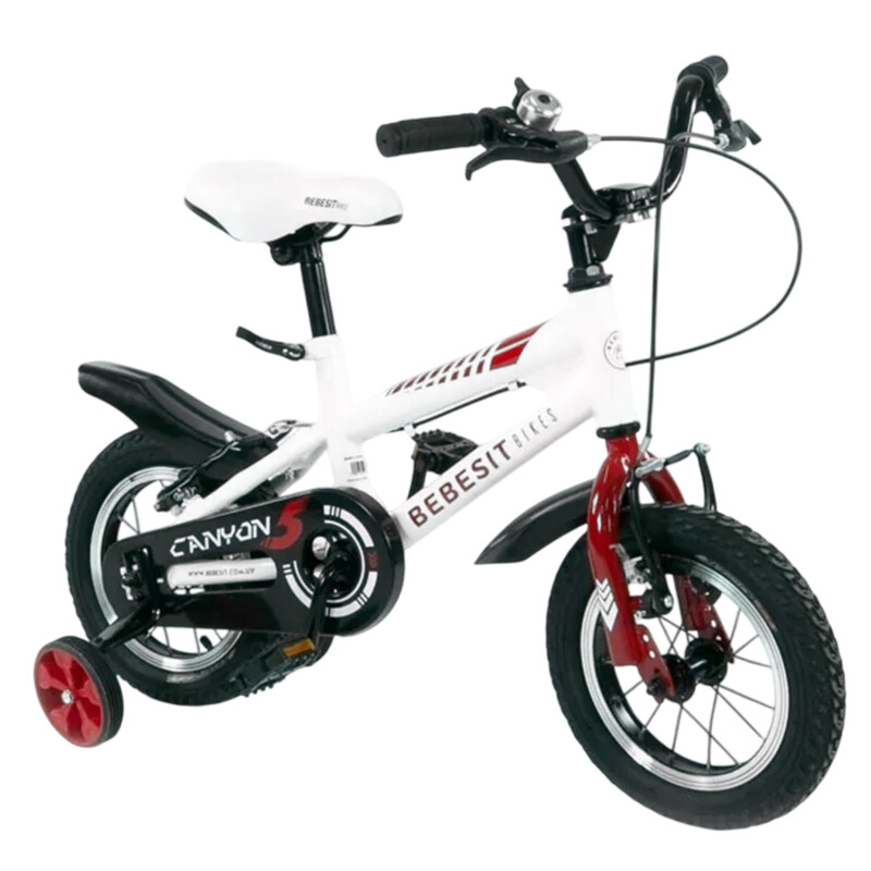 Bicicleta Infantil Bebesit Canyon Rodado 12 Con Rueditas, Cubre Cadena Y V-Brake Blanco