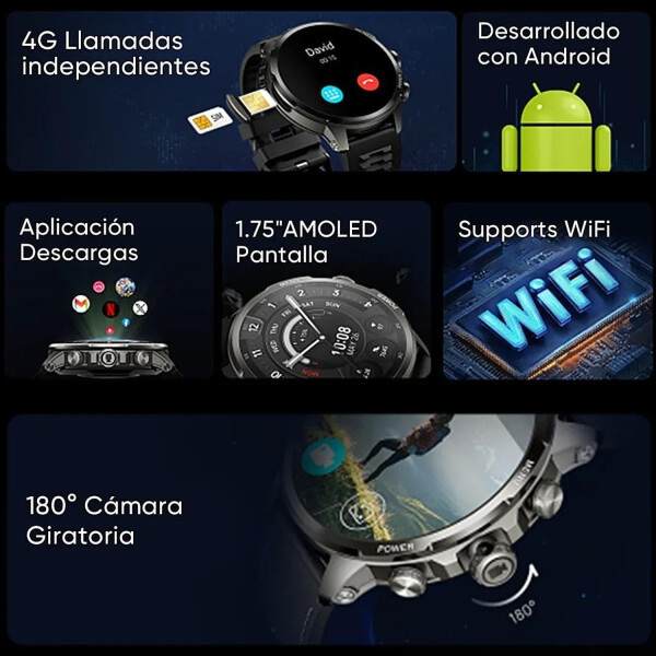 Smartwach Shark X Pro Lte 4g Wifi Cámara SMARTWATCH BLACK SHARK X PRO LTE 4G NEGR