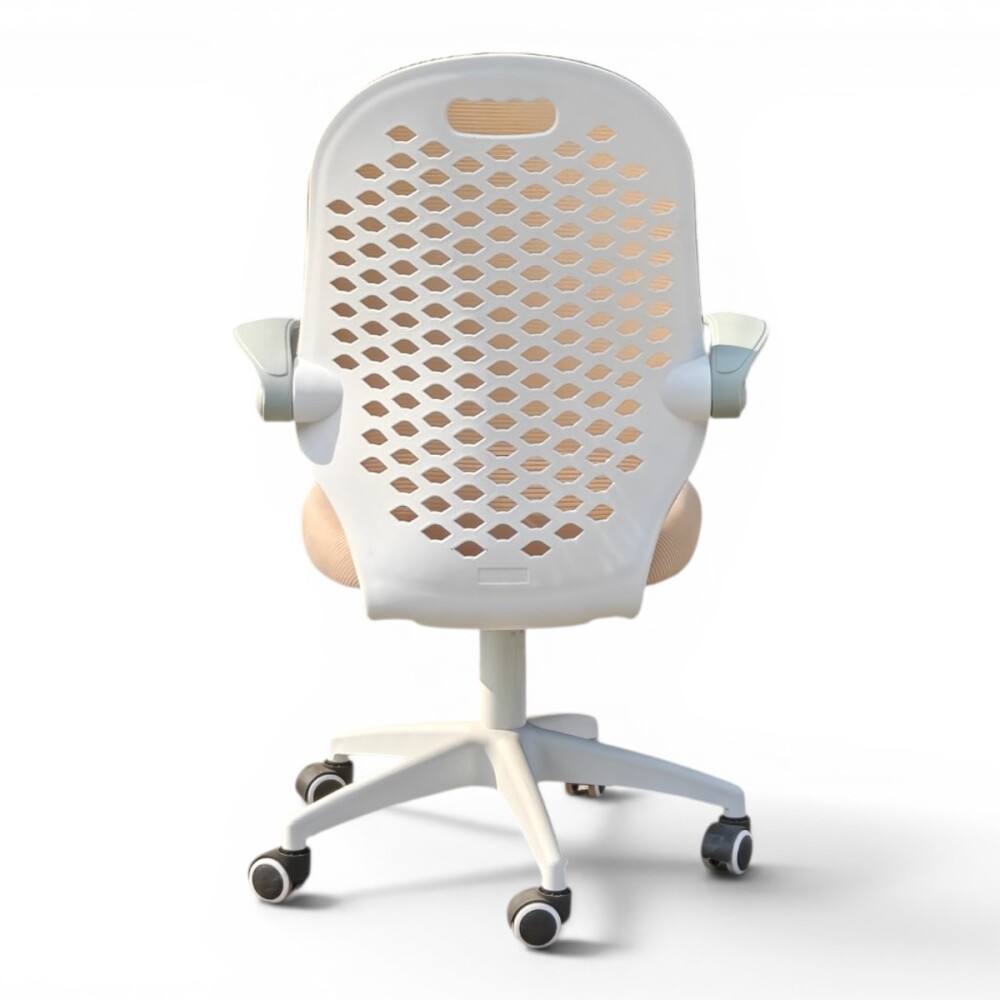 SILLA DE OFICINA ERGONÓMICA GIRATORIA CON RUEDAS ASIENTO REGULABLE BEIGE