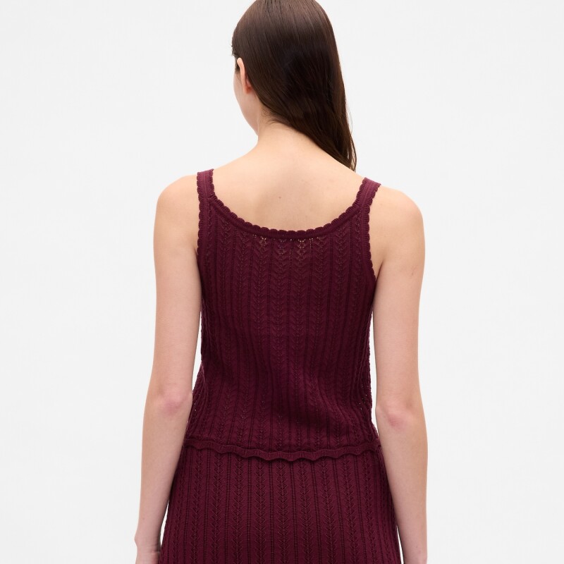 COTTON POINTELLE TANK TUSCAN RED