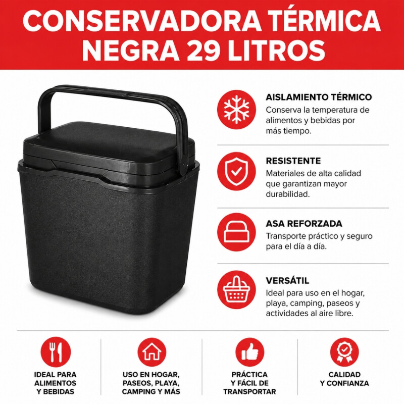 Conservadora térmica 29 lts NEGRO