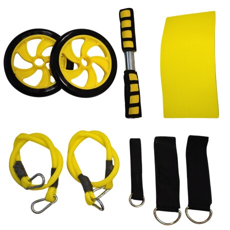 Kit de ejercicio rueda abdominales + elasticos Kit de ejercicio rueda abdominales + elasticos