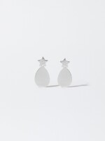 Pendientes Ovalados Con Estrella plateado