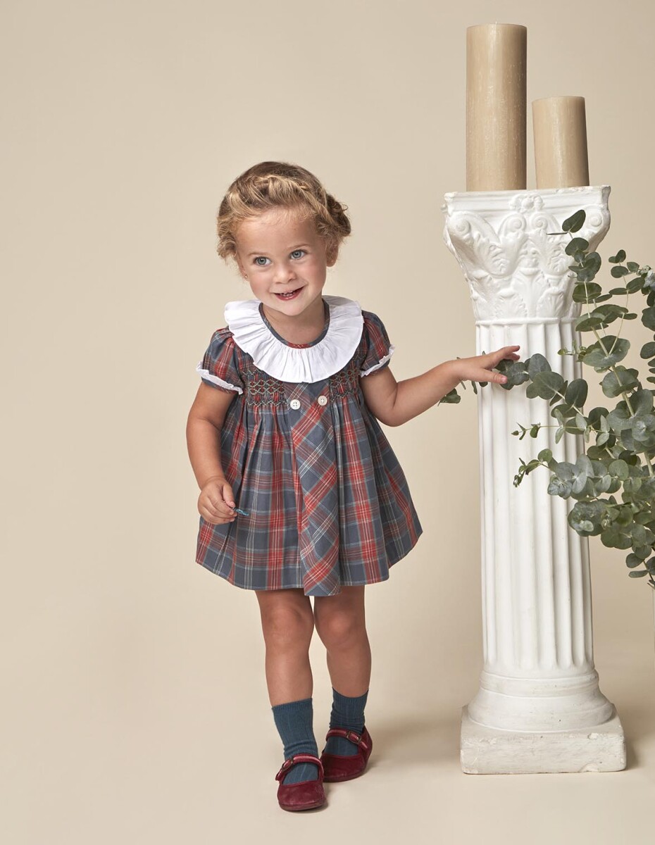 Vestido Cuadro Tartan - Azul Pato 