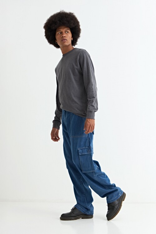 Jean baggy cargo JEAN OSCURO