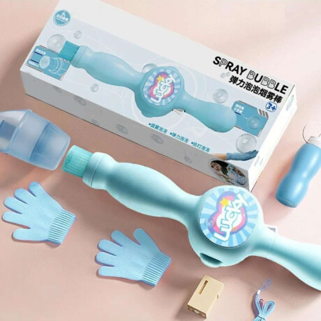 Máquina de burbujas infantil con accesorios recargable Celeste