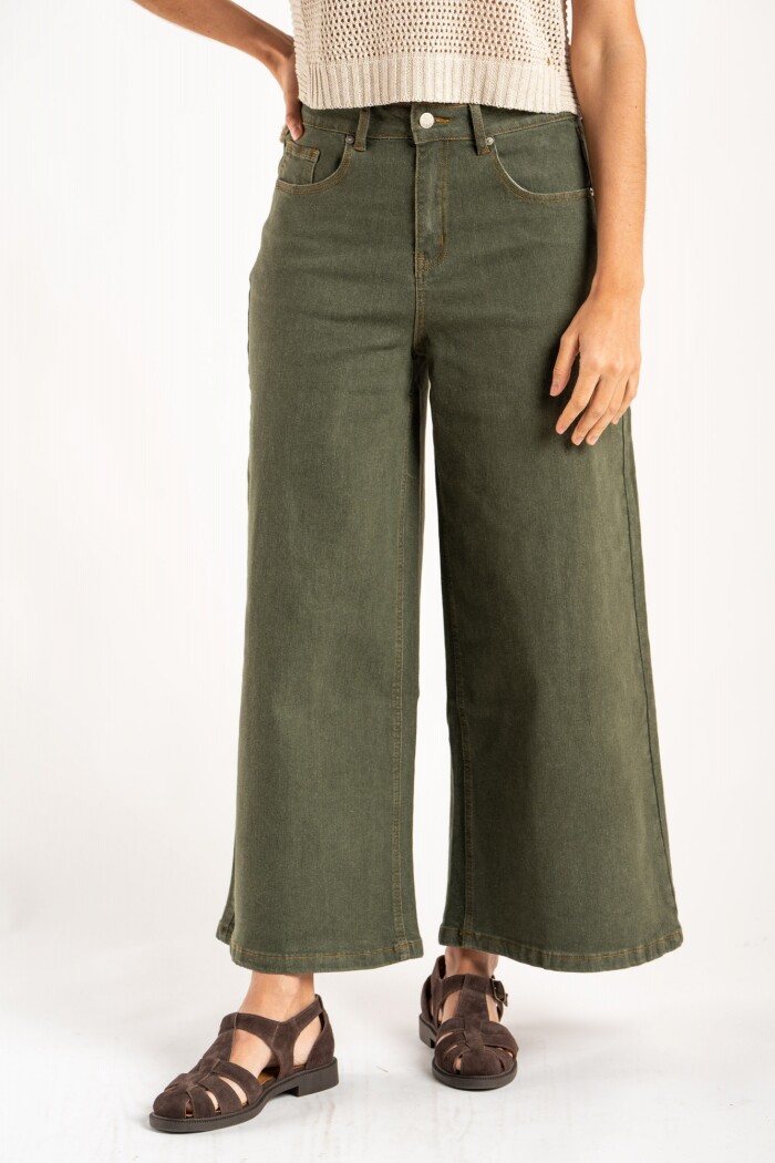 Wide Leg Lavado Oliva