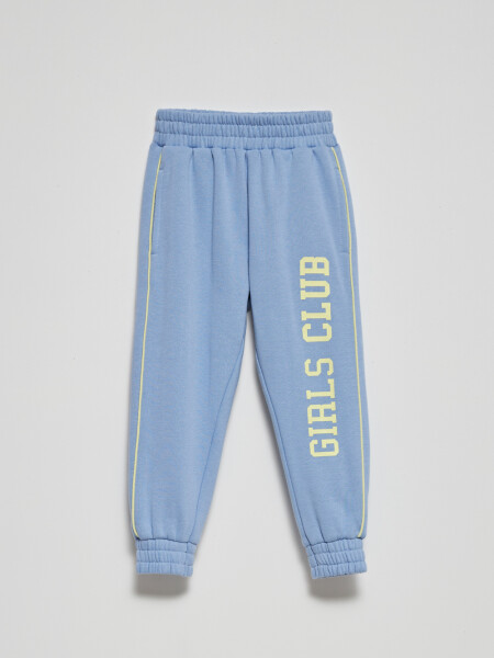Pantalón deportivo con felpa Club- Celeste