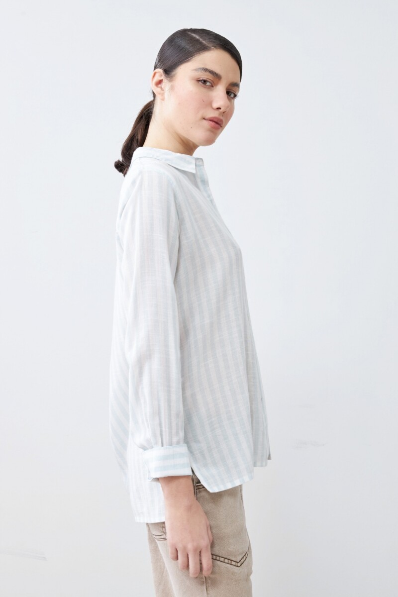 Camisa oversize rayada verde agua