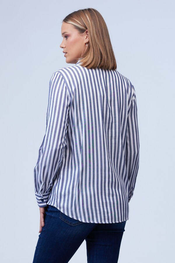 Camisa Lineas BLANCO/AZUL