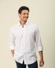 Camisa Lino Algodón Manga Larga Blanco