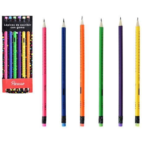 LAPICES ESCRIBIR X6 CON GOMA DIFERENTES COLORES PICASSO 21760 LAPICES ESCRIBIR X6 CON GOMA DIFERENTES COLORES PICASSO 21760