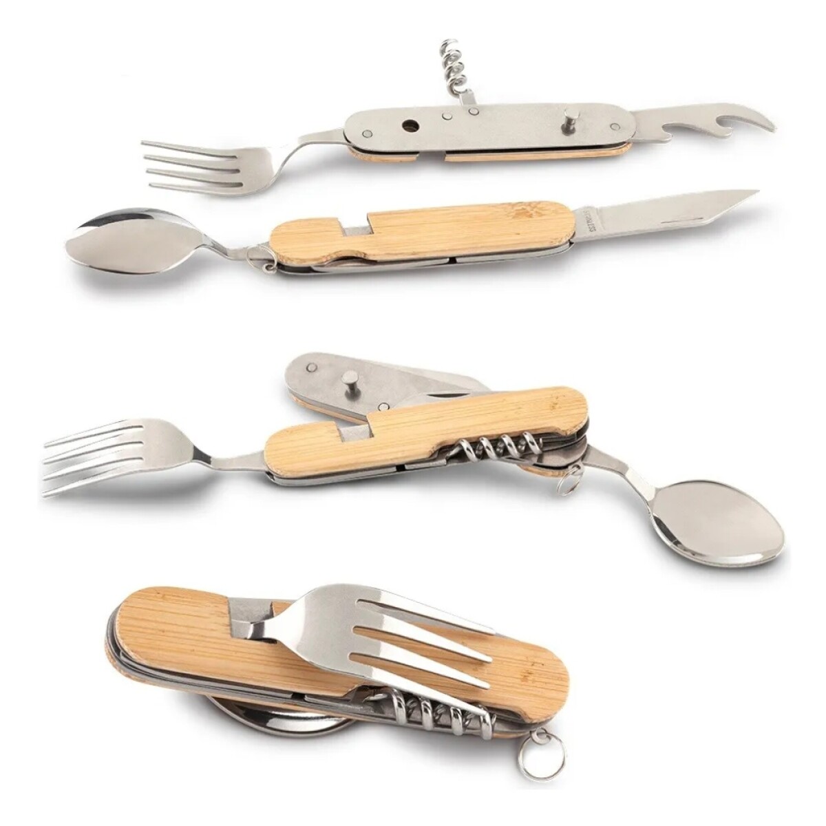 CUBIERTOS PLEGABLES MANGO MADERA.- 