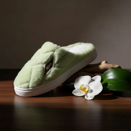 Pantuflas Unisex Suela Antideslizante Felpa Suave y Abrigada Verde Claro