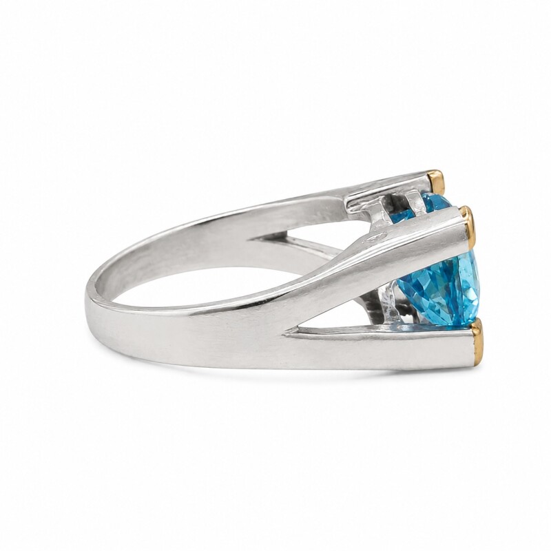Anillo oval - Plata y Oro - Topacio azul - AN5985 conpiedra