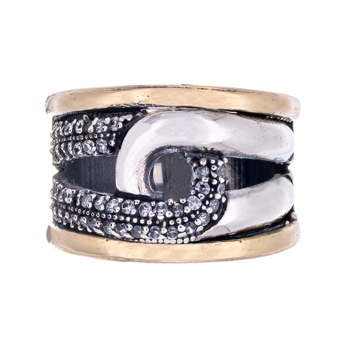 Anillo de plata 925 y double con circonias 