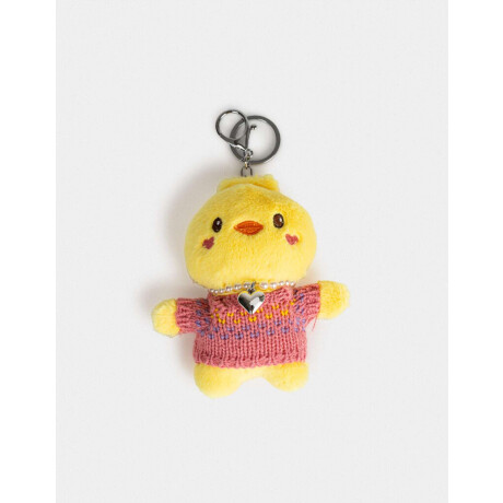 Llavero Y Charm De Peluche De Pollito Amarillo Claro