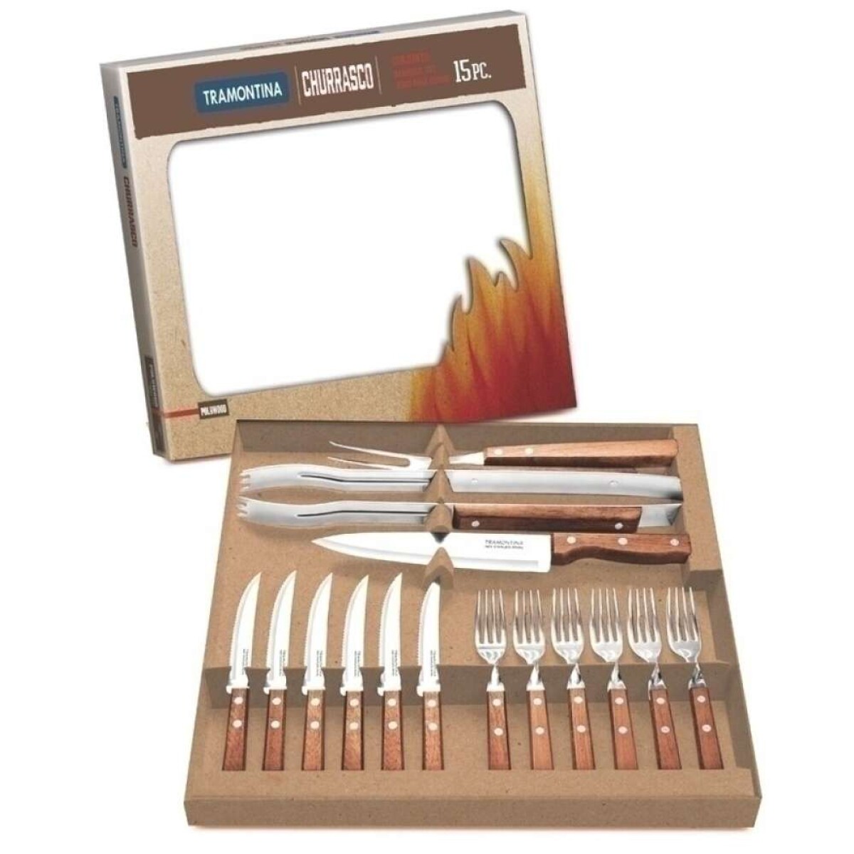 Juego Para Asado Modelo Churrasco, Tramontina - 15 Piezas 