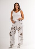 Pantalón 100% lino estampado Pantalón 100% lino estampado