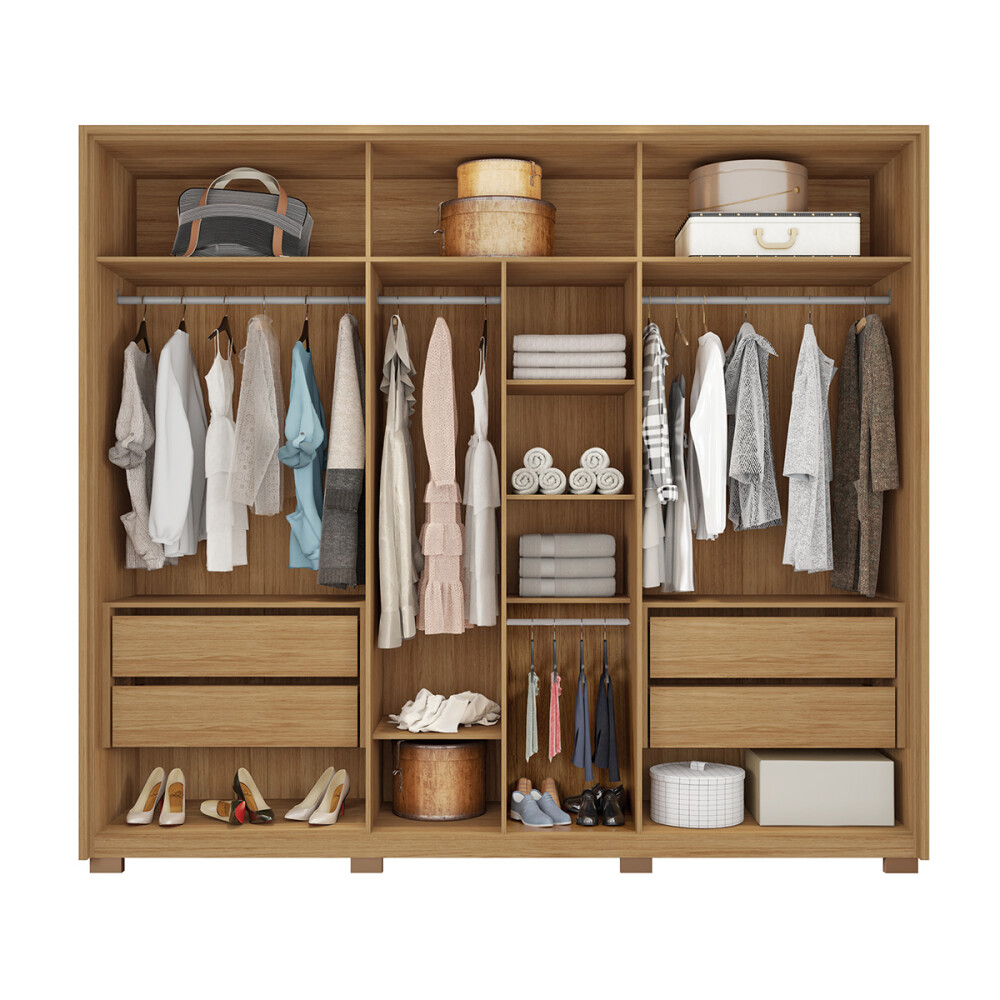 ROPERO MODELO NEW COMODUS 4 CAJONES 6 PUERTAS COLOR BURITI/FENDI Ropero Modelo New Comodus 4 Cajones 6 Puertas Color Buriti/fendi