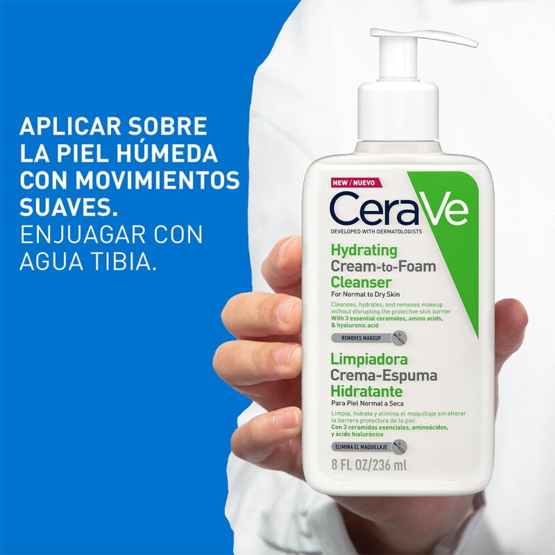CERAVE LIMPIADOR CREMA ESPUMA 236 ML - Rostro y cuerpo con acido hialurónico y ceramidas CERAVE LIMPIADOR CREMA ESPUMA 236 ML - Rostro y cuerpo con acido hialurónico y ceramidas