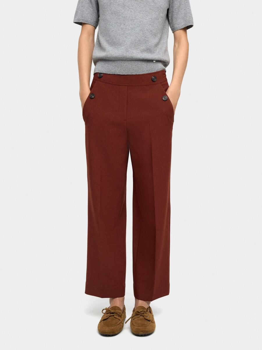 Pantalón Fluido Con Bolsillos canela