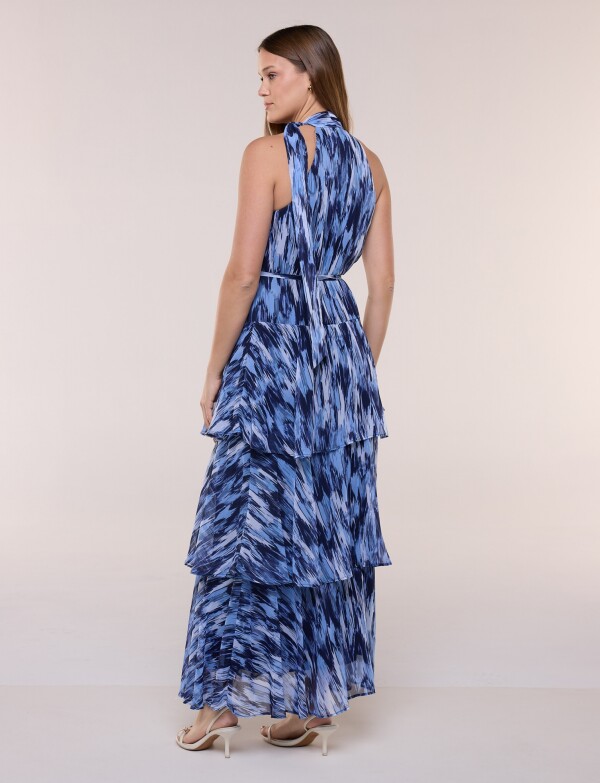 Vestido De Gasa Con Capas AZUL/MULTI
