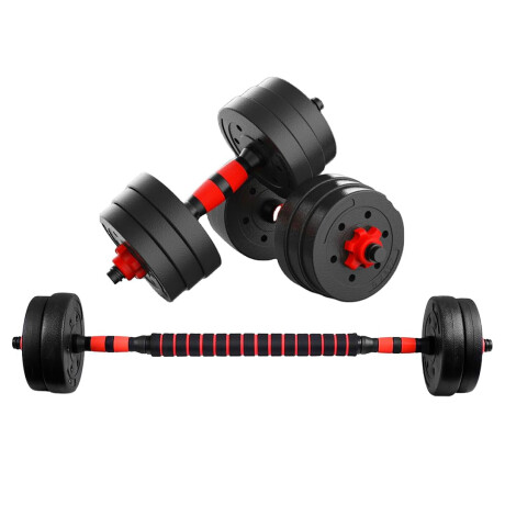 Set Barra y Mancuernas SBMD50 Con Discos Forrados 50KG Ub NEGRO