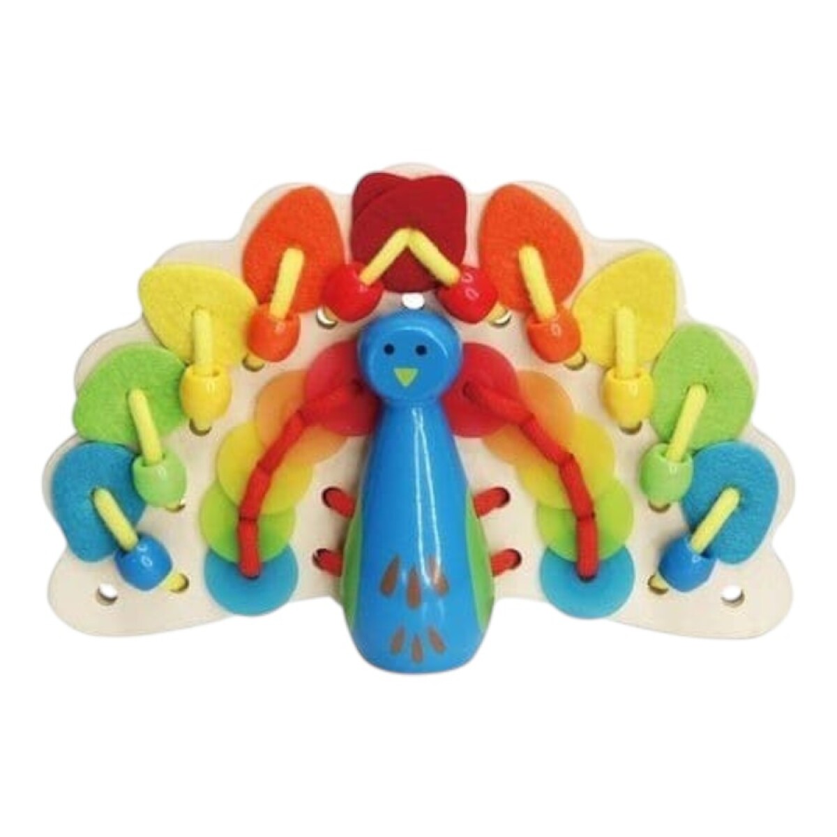 Juego de Enhebrado Pavo Real en Madera Hape 