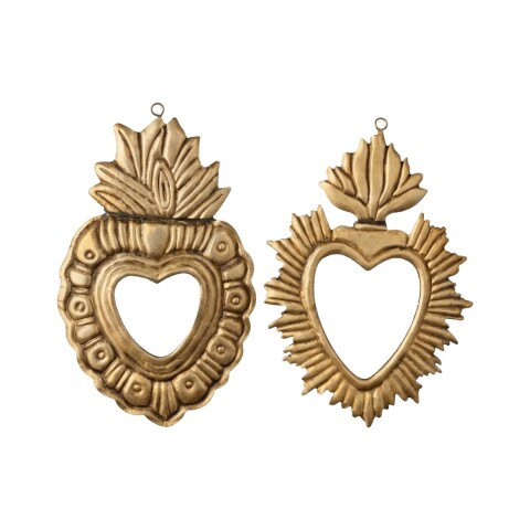 SET ESPEJO CORAZON METAL DORADO 2PZAS Unica
