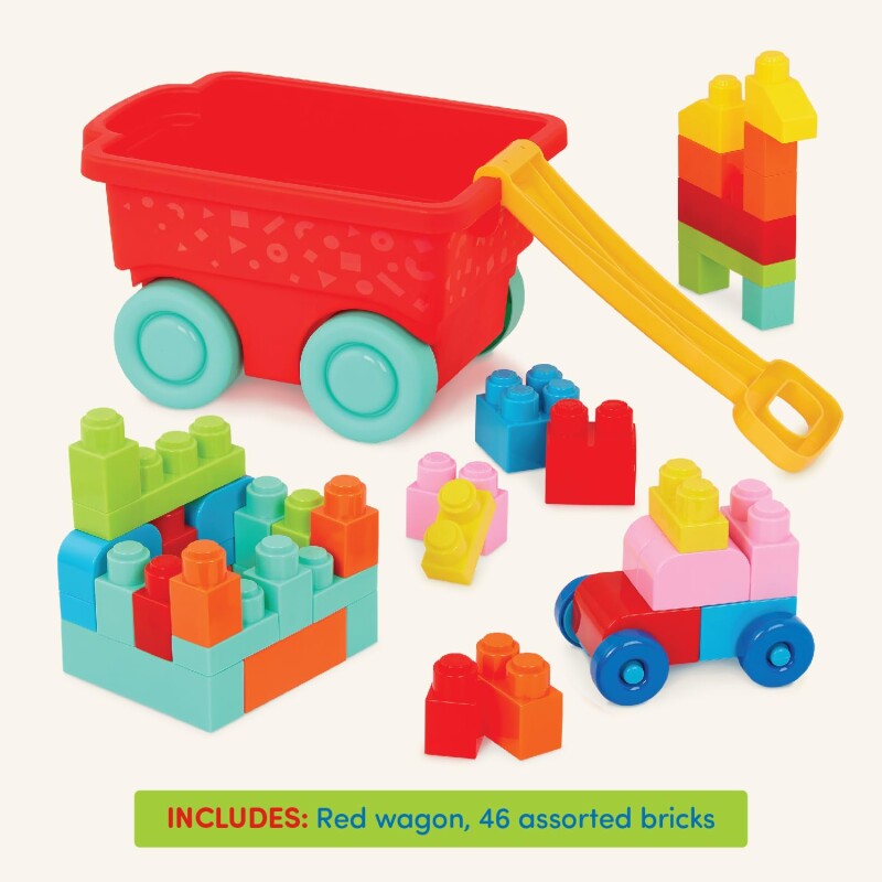 Bloques de construccion 54 pcs en vagon con ruedas 18m+ Bloques de construccion 54 pcs en vagon con ruedas 18m+