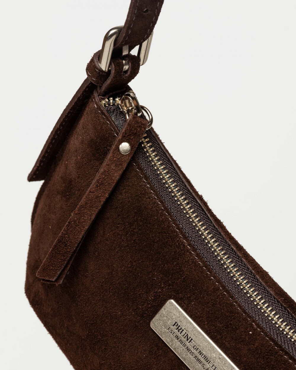 Cartera al hombro Mia en cuero gamuza Marron