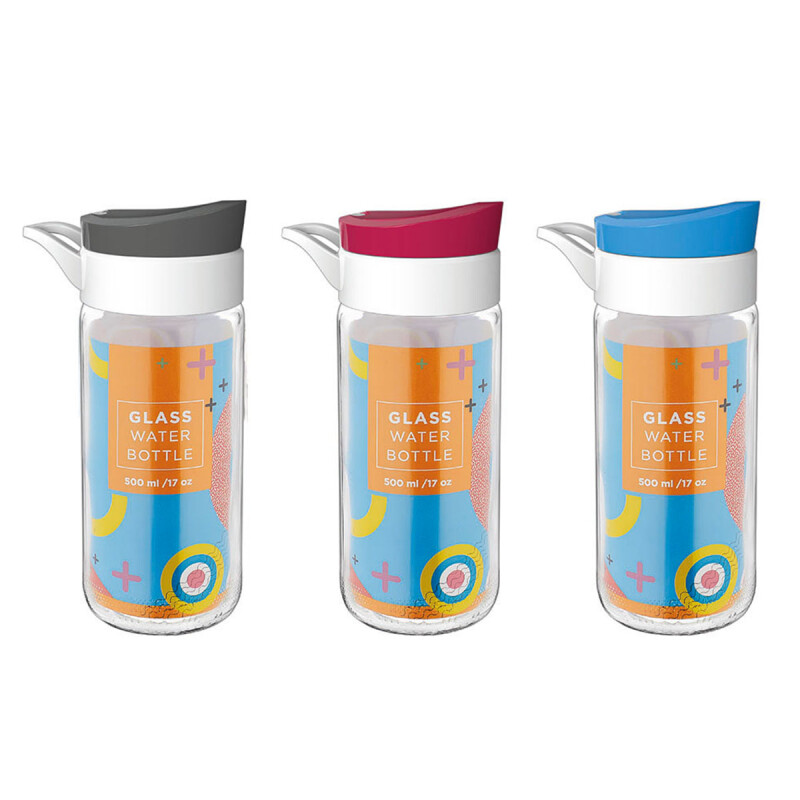 Botella deportiva 500 cc vidrio Renga TRANSPARENTE