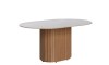 Mesa de Comedor Oval - Línea Manhattan Vidrio - Blanco/Marrón